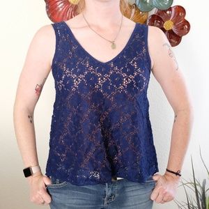 Royal Blue floral lace tank top